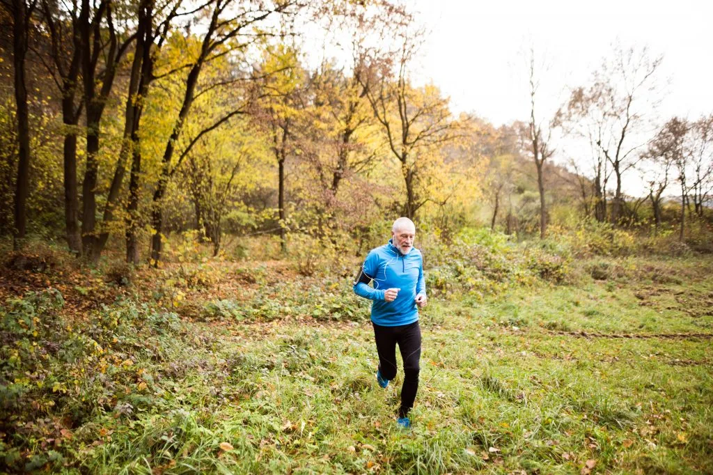 Senior man running